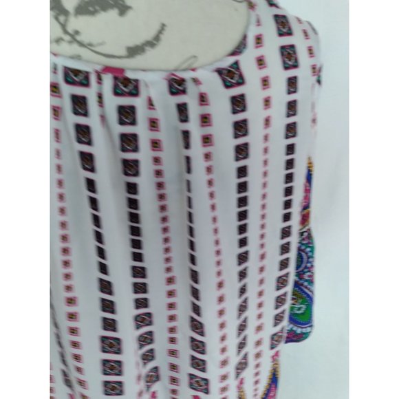 Umgee USA VNeck bell Sleeve Print Baby Doll Boho Peasant Dress style Tops M READ - Picture 13 of 16